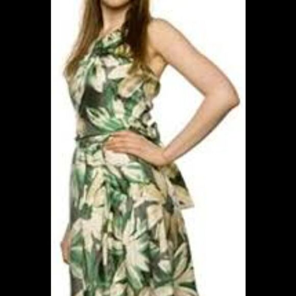 JESSICA HOWARD 50' STYLE SPRING SLEEVELESS FLORAL COLLARED DEEP V-NECK DRESS - Picture 1 of 16